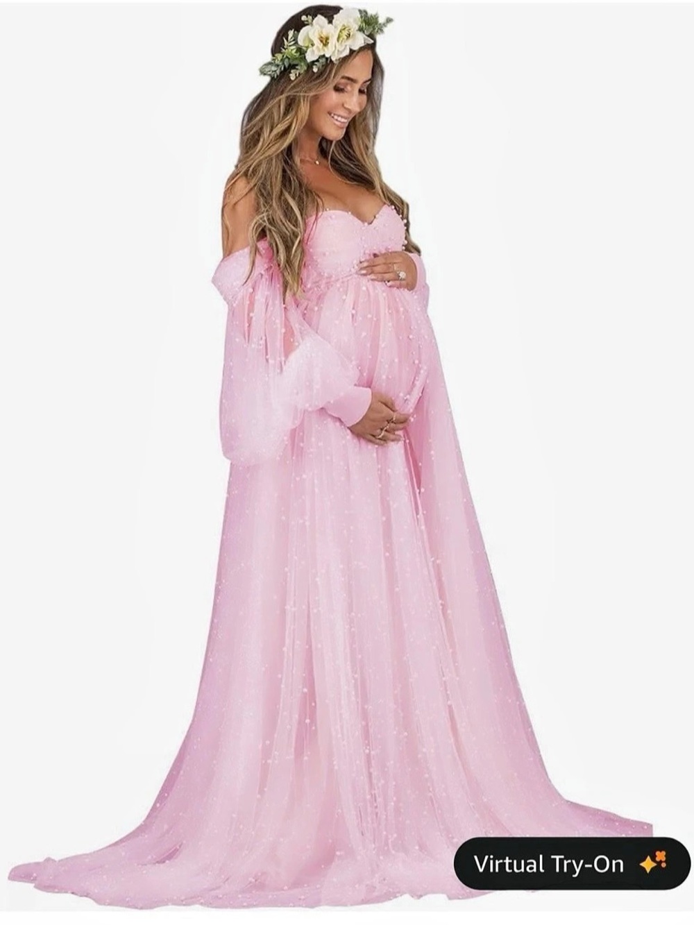 Pink Off-Shoulder Maxi Dress